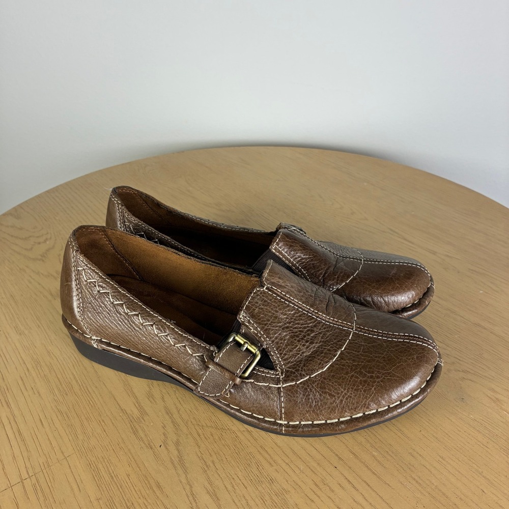 Naturalizer Rival Leather Flat Loafers Women's 6.5 Buckle Slip On Comfort Shoes